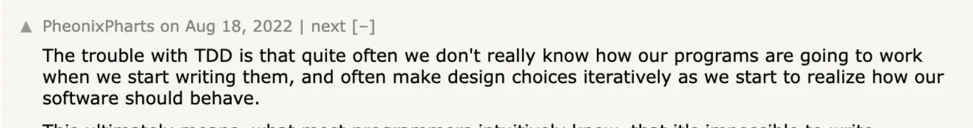 Hackernews Discussion on TDD